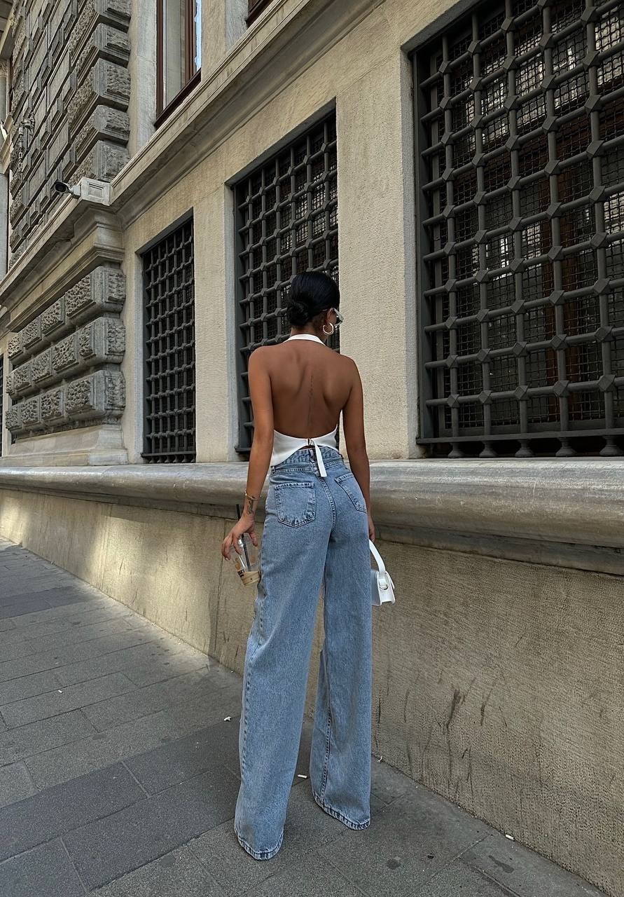 Transparan Palazzo Tül Detaylı Pantolon