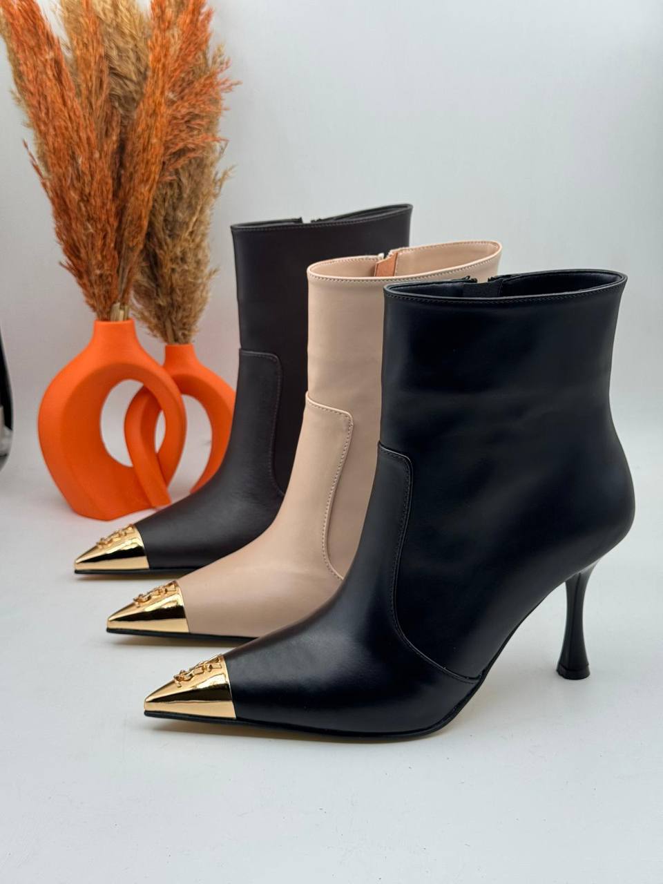 İthal YSL Gold Uçlu Topuklu Bot