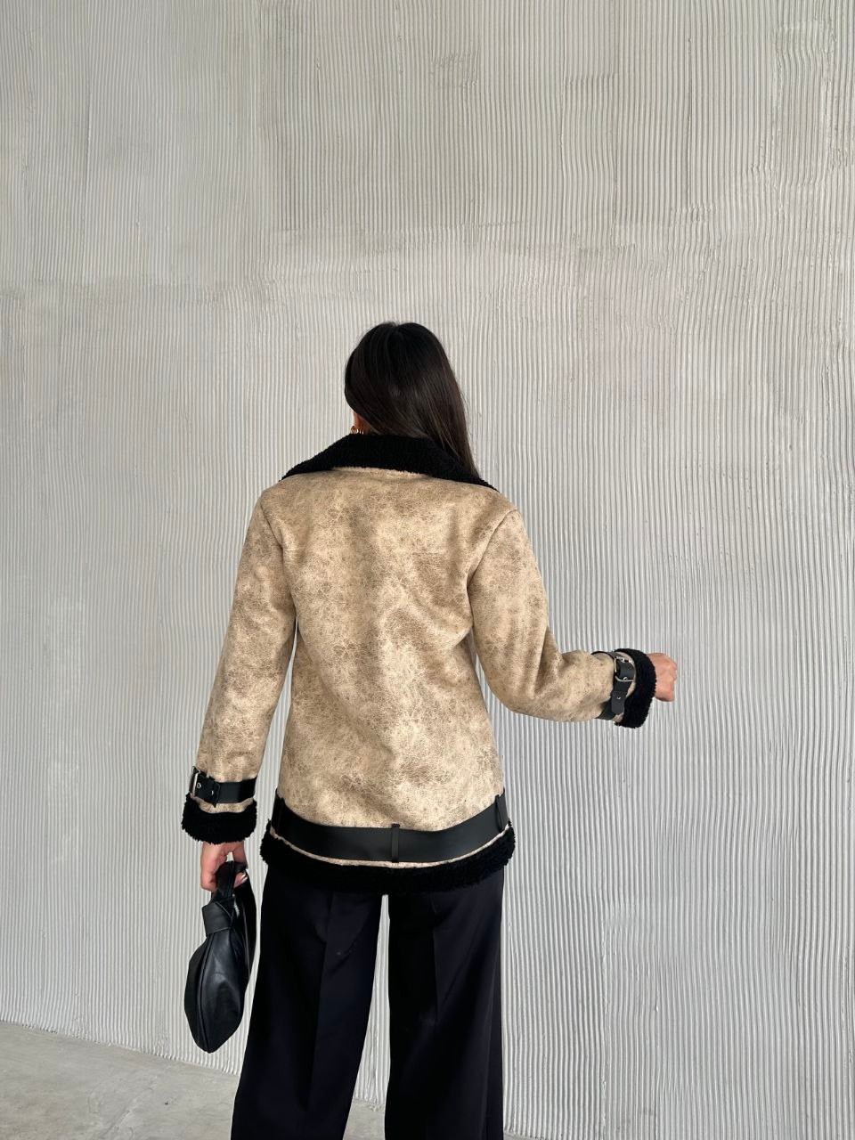 Suni Kürklü Süet Biker Ceket 