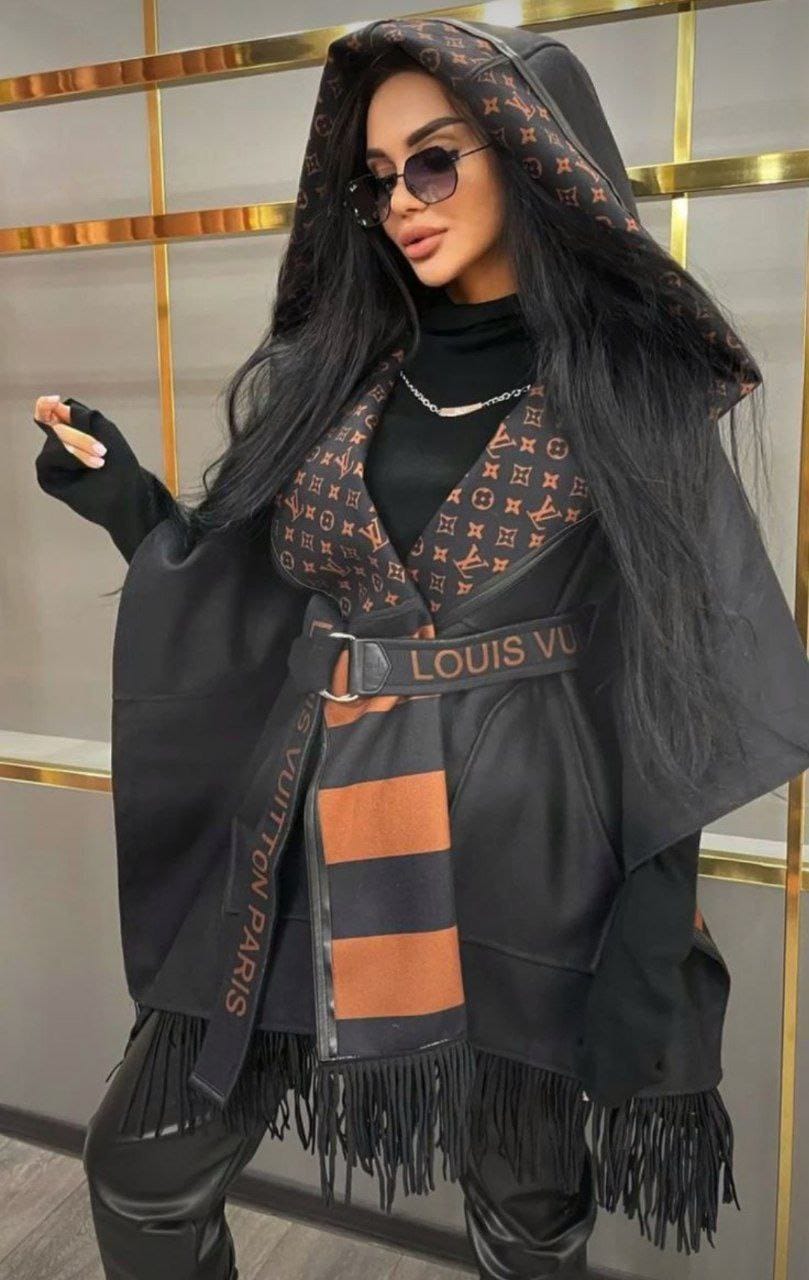 İthal Louis Vuitton Püsküllü Panço Kaban