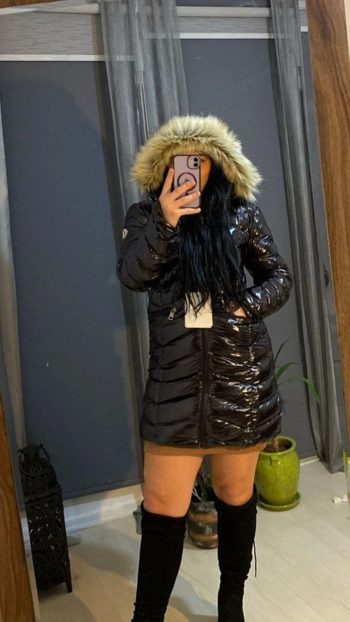 İthal Moncler Uzun Parlak Mont
