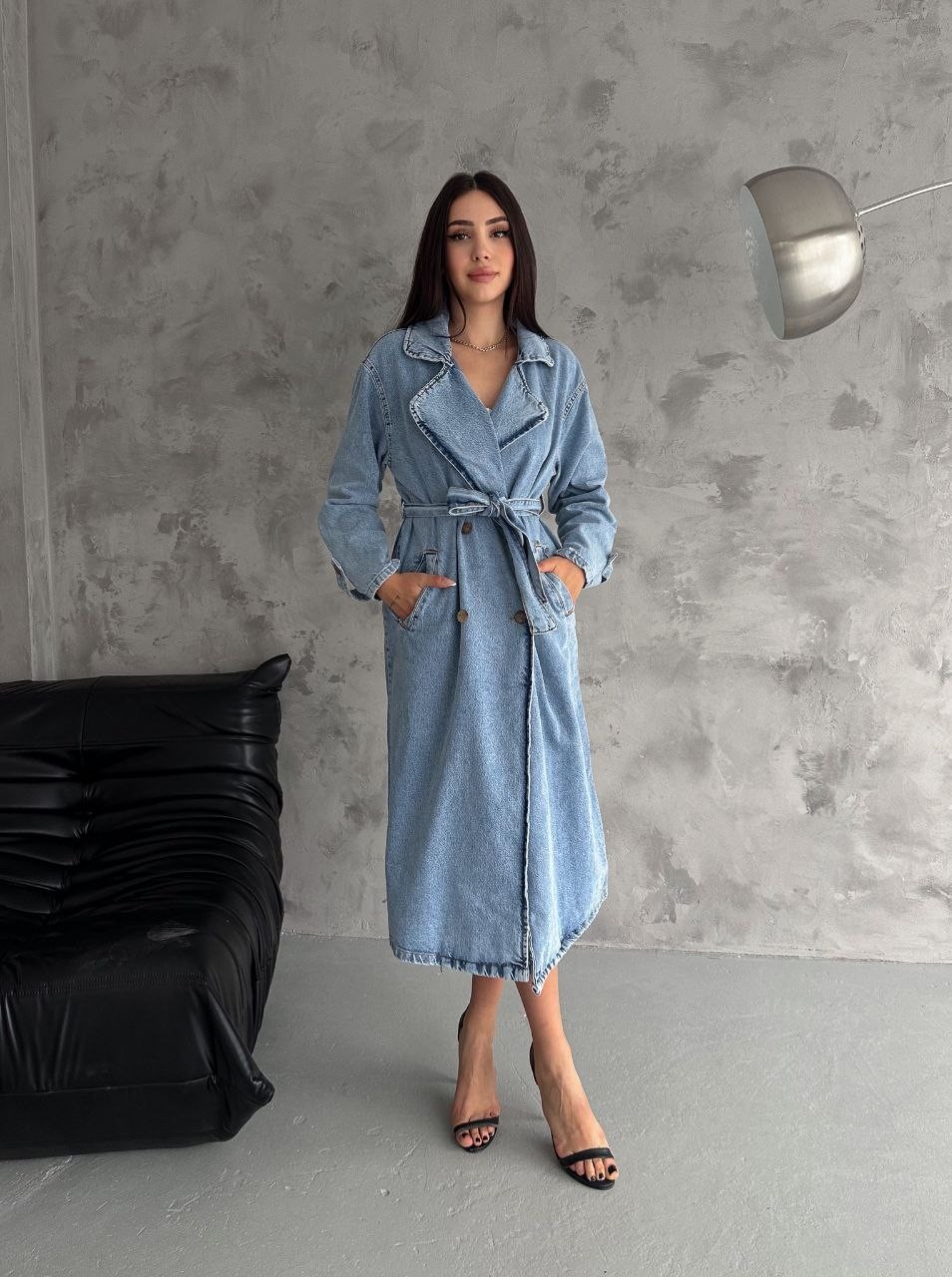 Kuşaklı Denim Trenckot