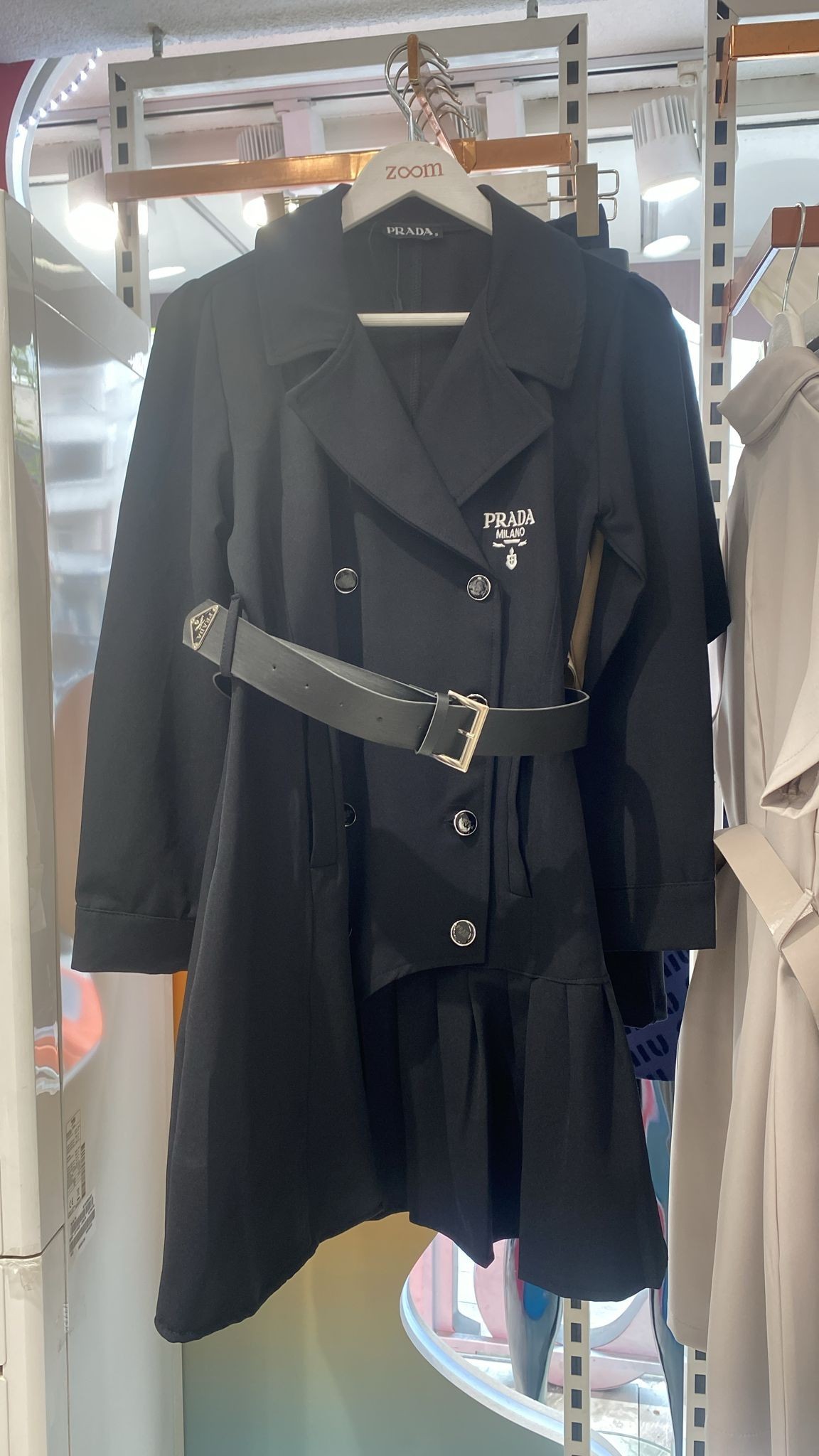 Prada İthal Dokuma Kumaş Plise Detaylı Elbise