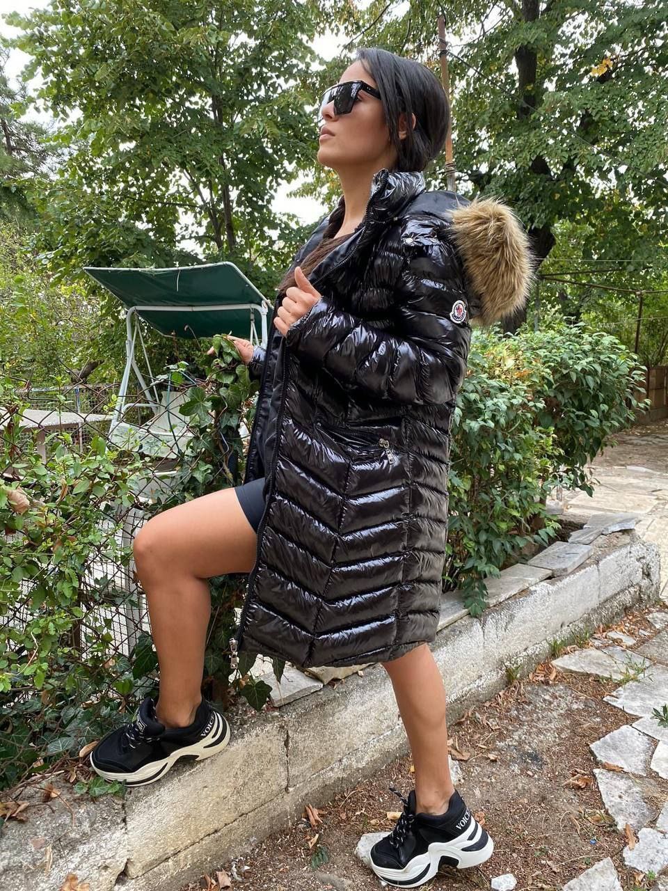 İthal Moncler Uzun Parlak Mont