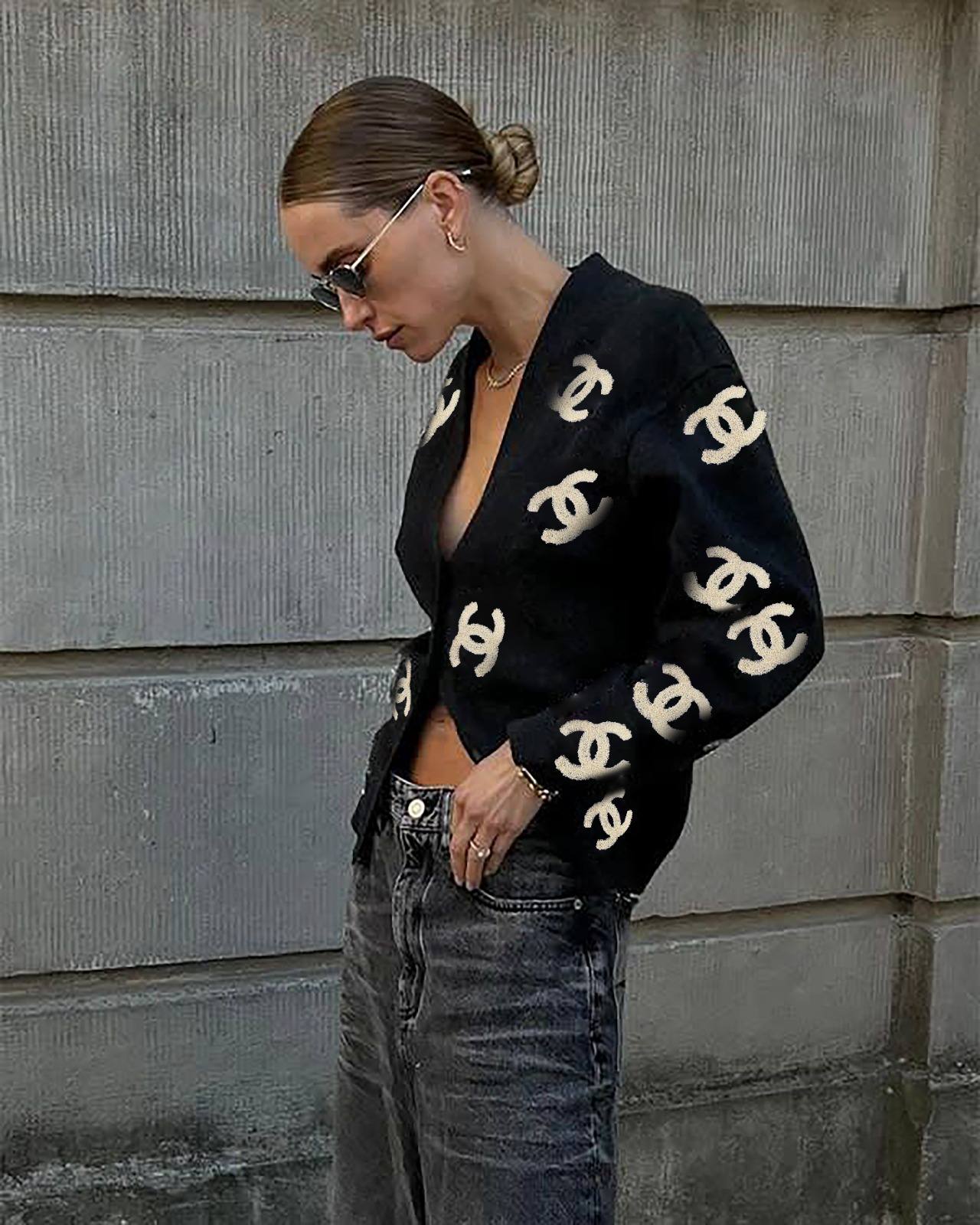 İthal Channel Unisex Triko Hırka