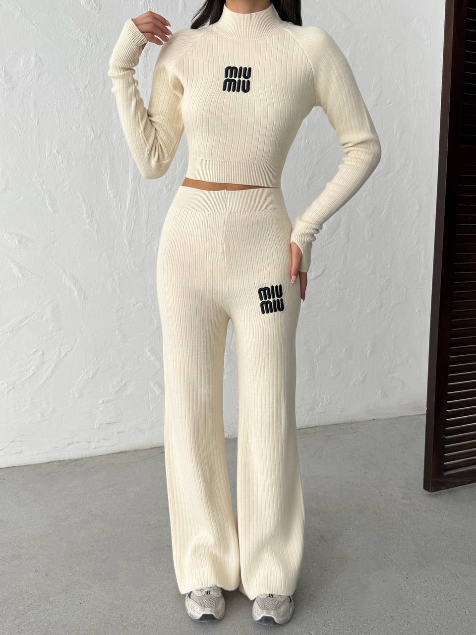 İthal Miu Miu Parmak Detaylı Triko Takım