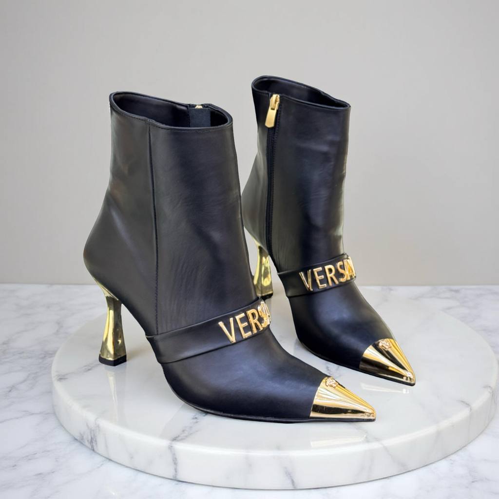 İthal Versace Bant Detay Topuklu Bot