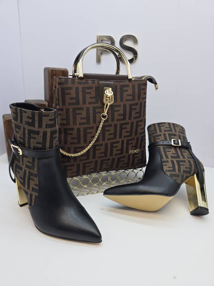 İthal Fendi Çanta ve Topuklu Bot Seti