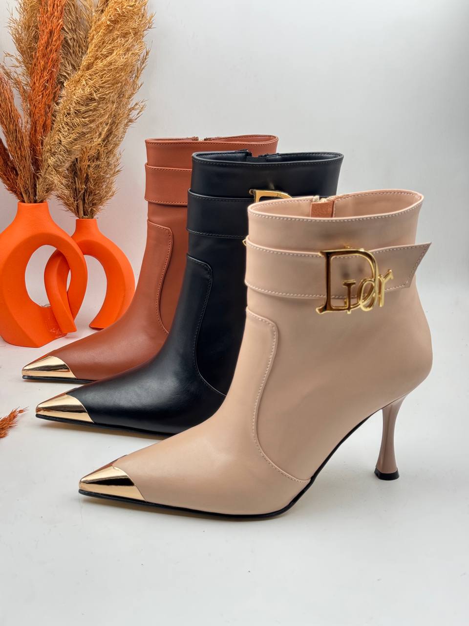 İthal Christian Dior Gold Uçlu Topuklu Bot