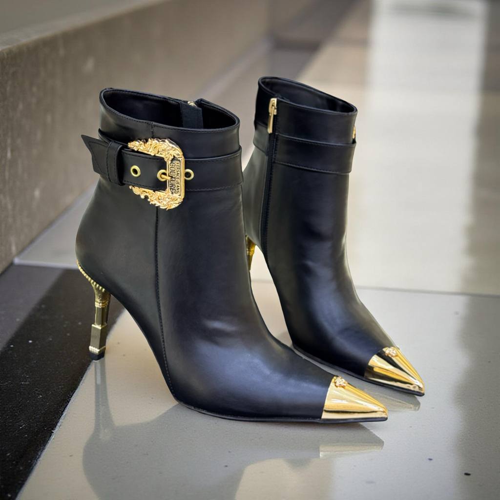 İthal Versace Gold Detay Topuklu Bot