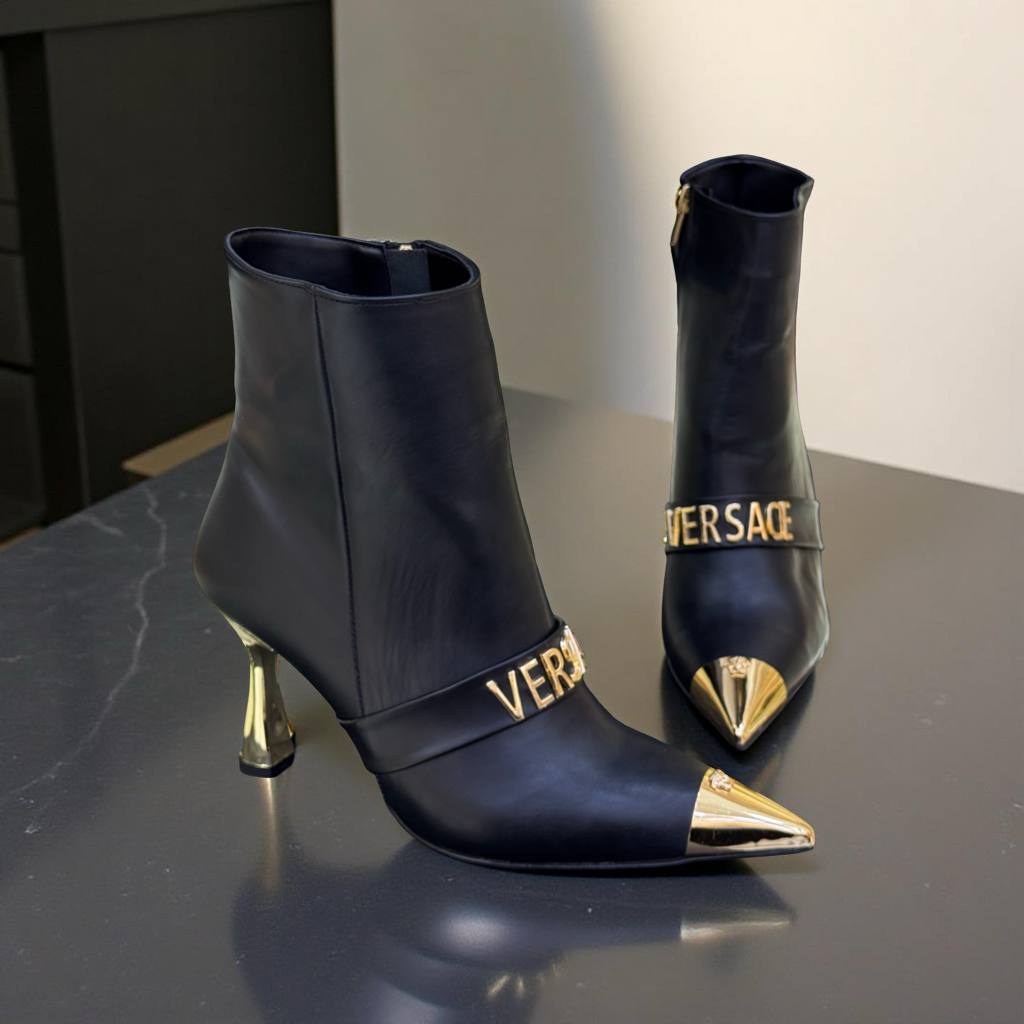 İthal Versace Bant Detay Topuklu Bot