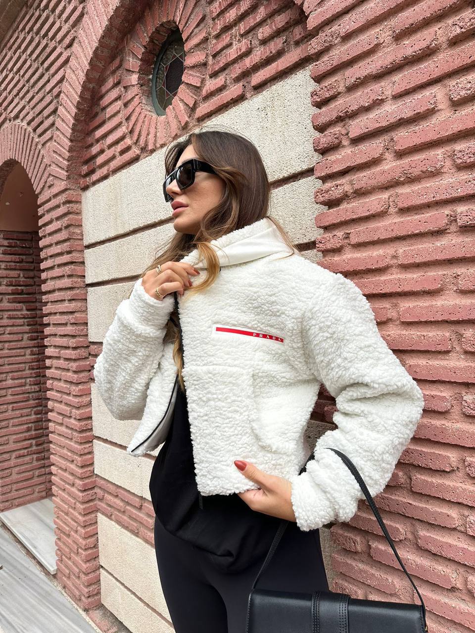 İthal Prada Polarlı Kısa Ceket