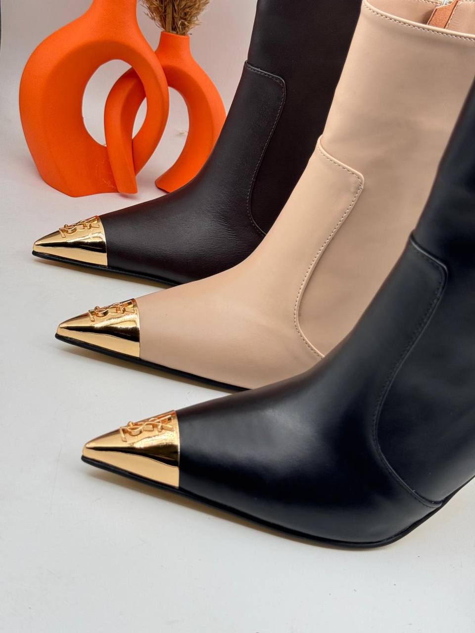 İthal YSL Gold Uçlu Topuklu Bot