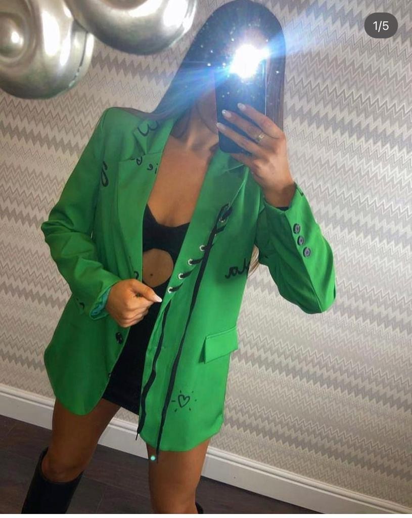 Baskı  Detaylı  Blazer Ceket