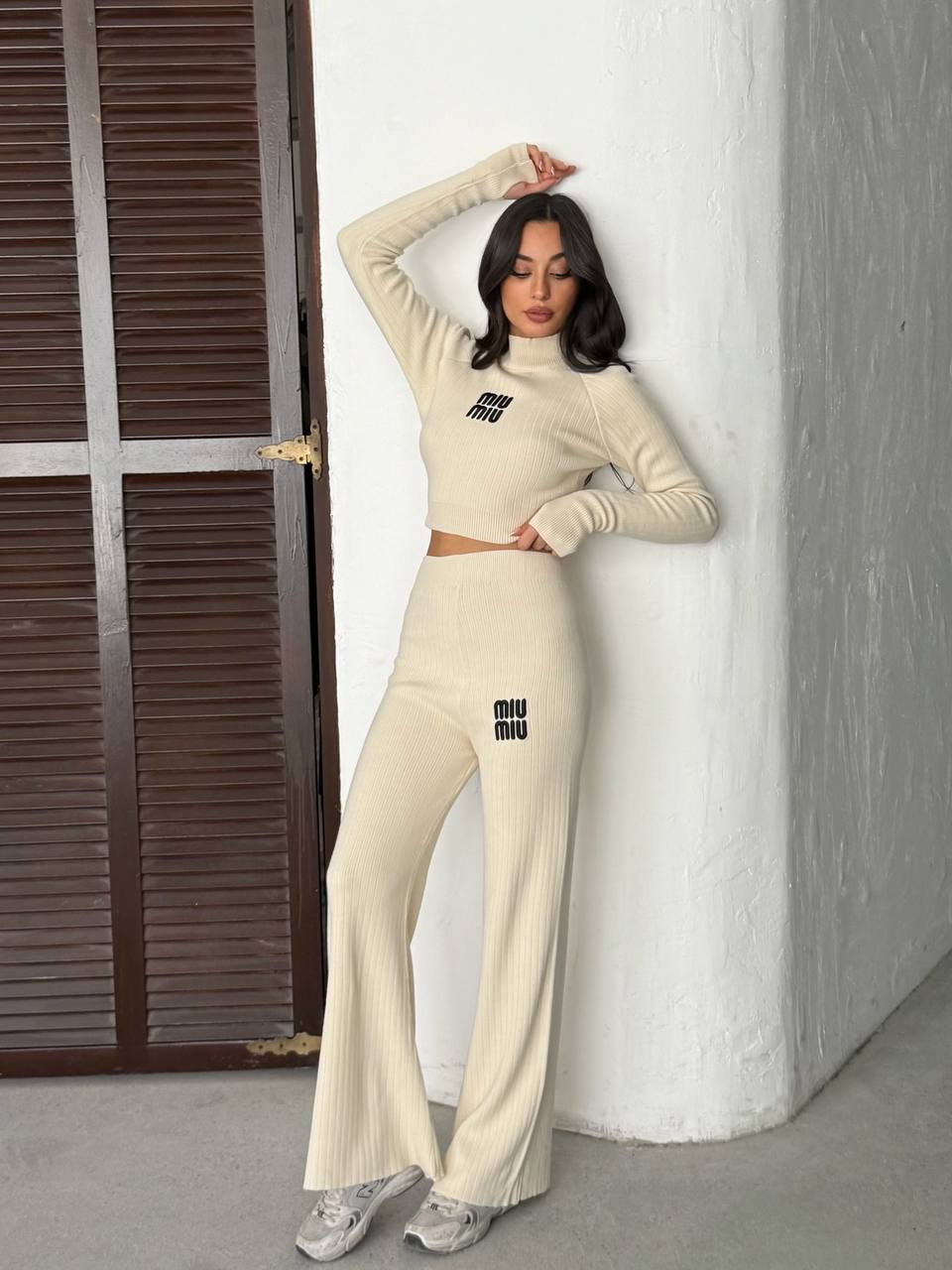 İthal Miu Miu Parmak Detaylı Triko Takım