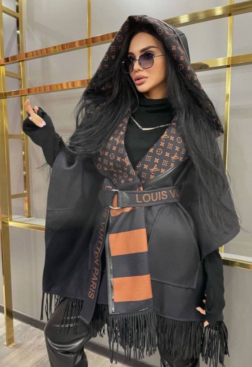 İthal Louis Vuitton Püsküllü Panço Kaban