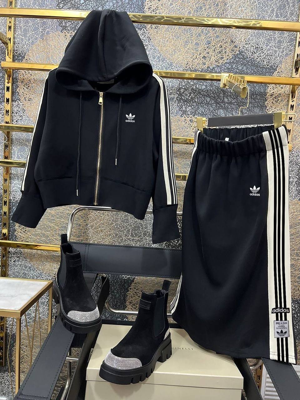 Adidas 3 İplik Şardonlu Compact Kumaş Spor Etekli Takım