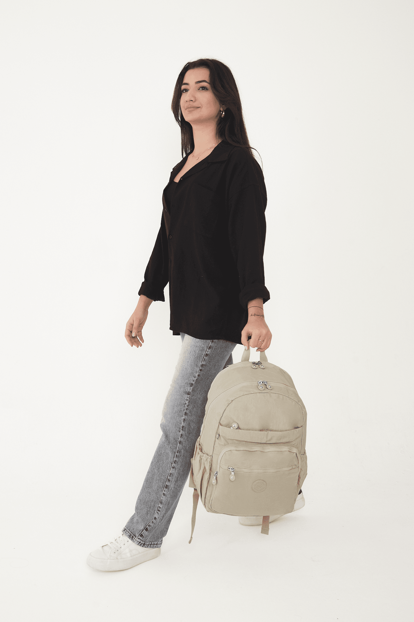 San Unisex Suya Dayanıklı Kumaş Çok Gözlü Laptop Bölmeli Orta Boy Seyahat ve Okul Çantası