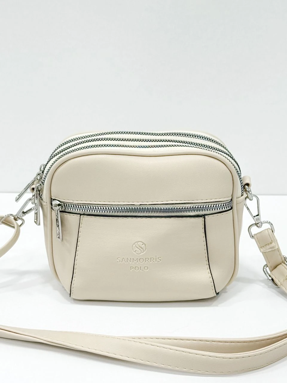 San İthal Suni Deri Çapraz Çanta - KREM