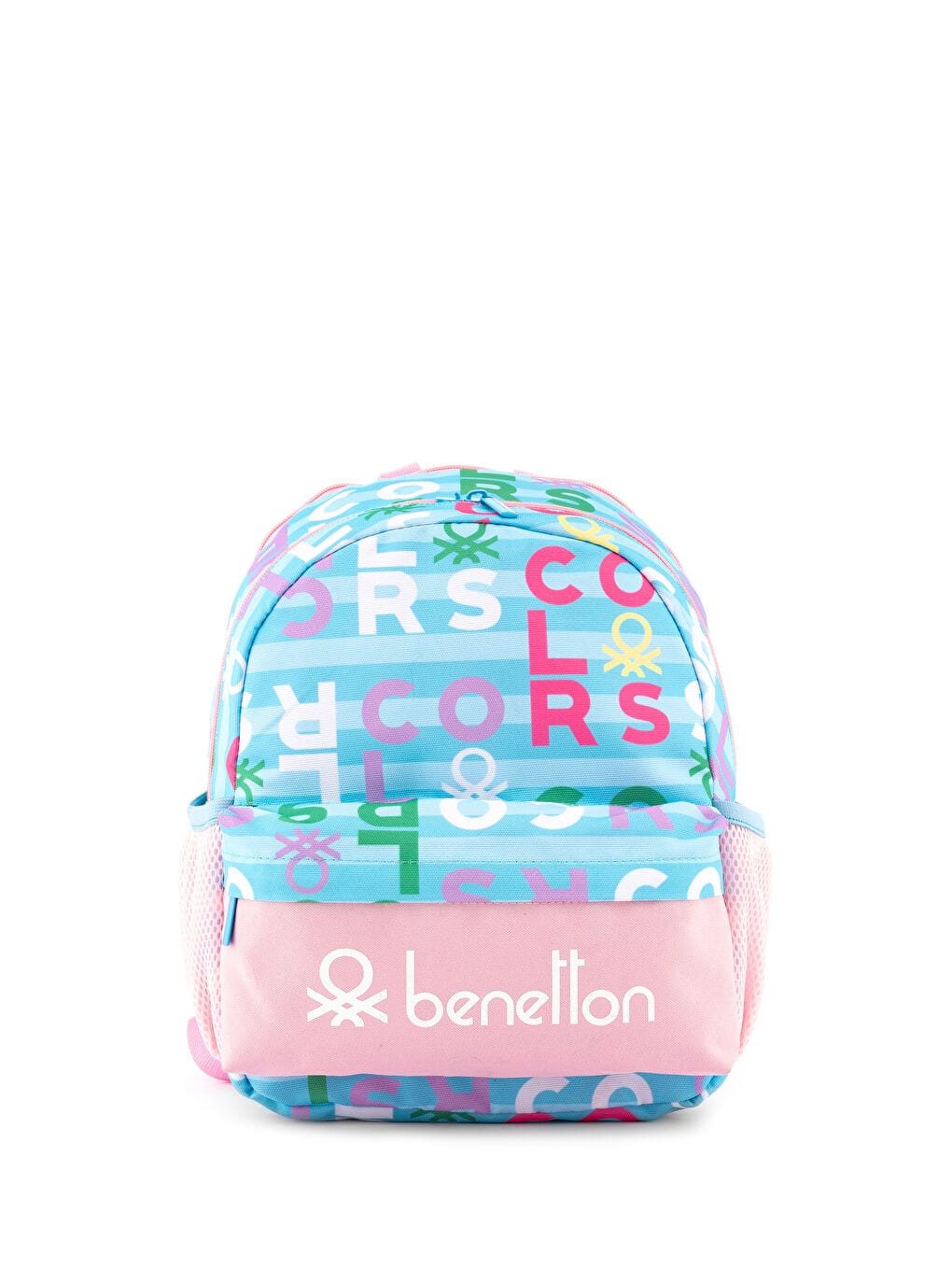 Benetton Harf Baskılı Kız Çocuk Anaokulu Çantası Turkuaz Pembe