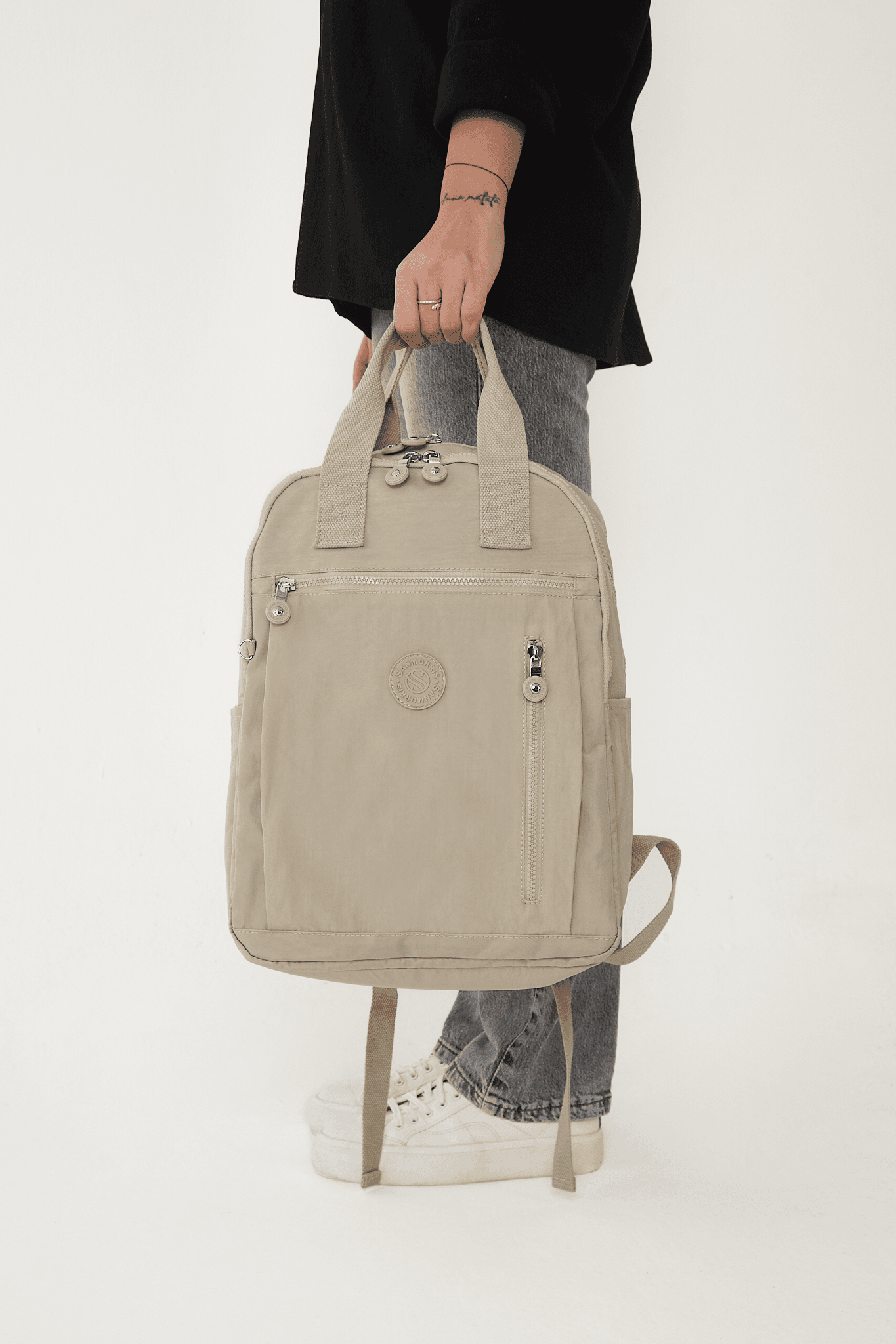 San Unisex Suya Dayanıklı Kumaş Çok Gözlü Laptop Bölmeli Orta Boy Seyahat ve Okul Çantası