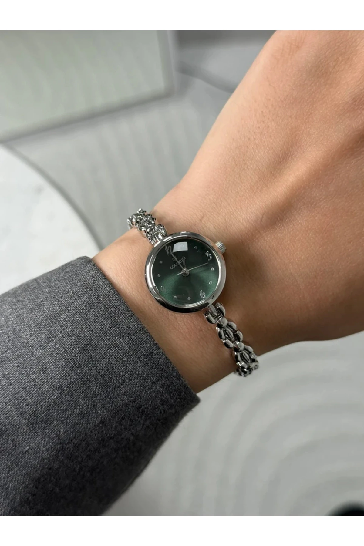 Janice Yeni Sezon İnce Kordon Kadın Kol Saati Gümüş (Yeşil Kadran)

