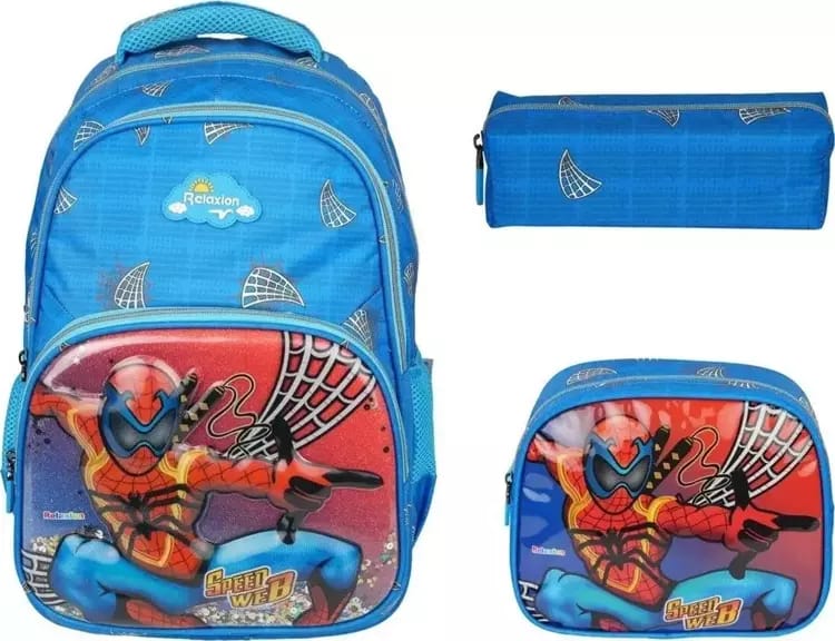 Yeni Sezon Mavi Spiderman Figürlü İlkokul Sırt Çantası Beslenme Çantası Kalemlik Üçlü Takım