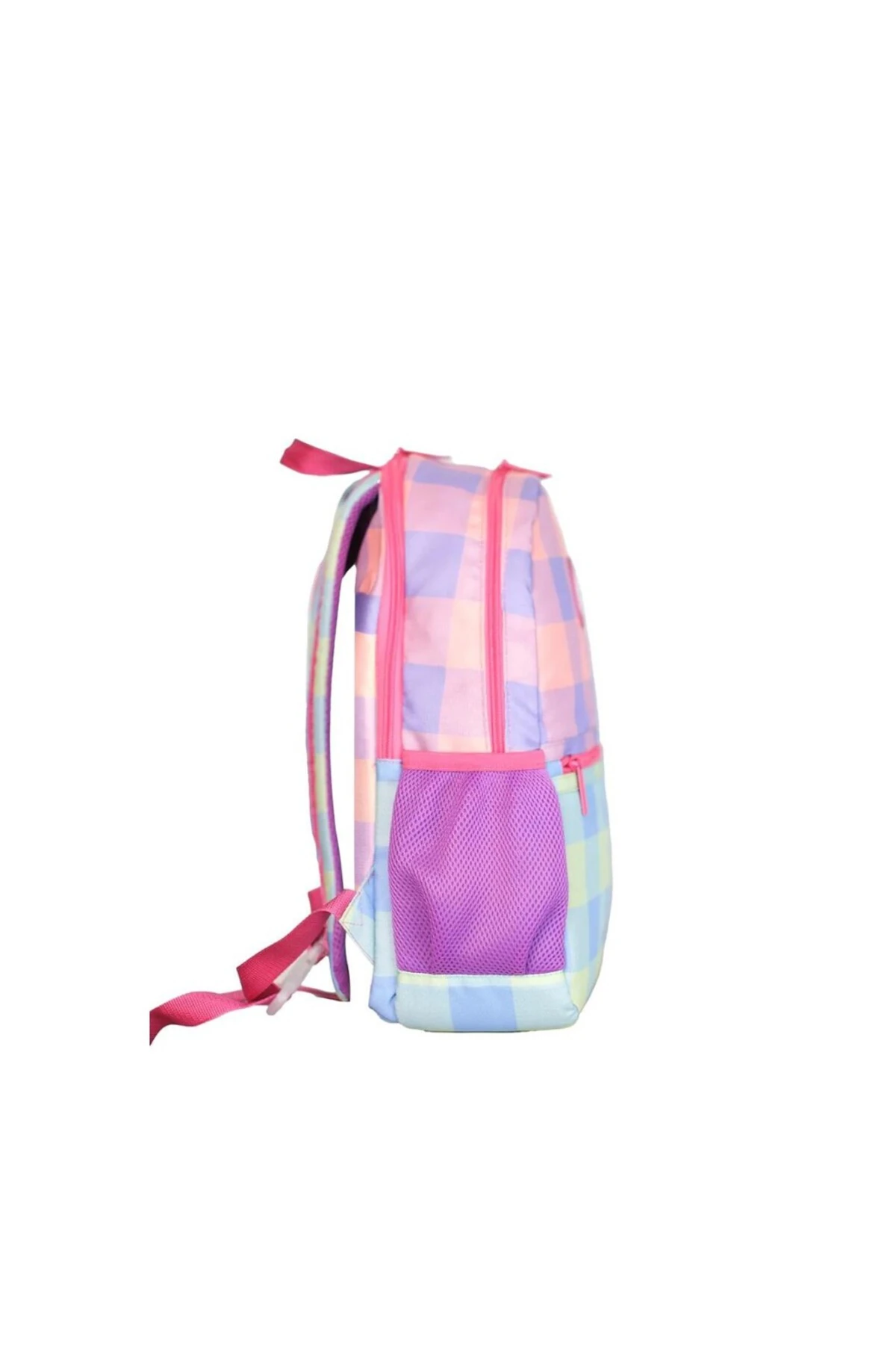 Benetton Ekose Desen Kız Çocuk Anaokul Çantası Mor