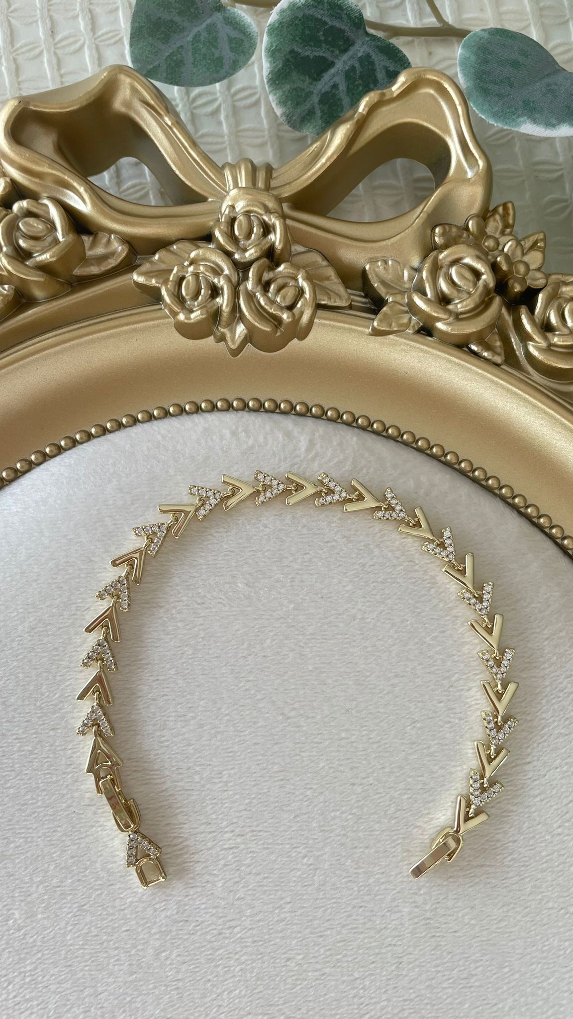 Vip 14K Balık Sırtı Gold Taşlı Bileklik