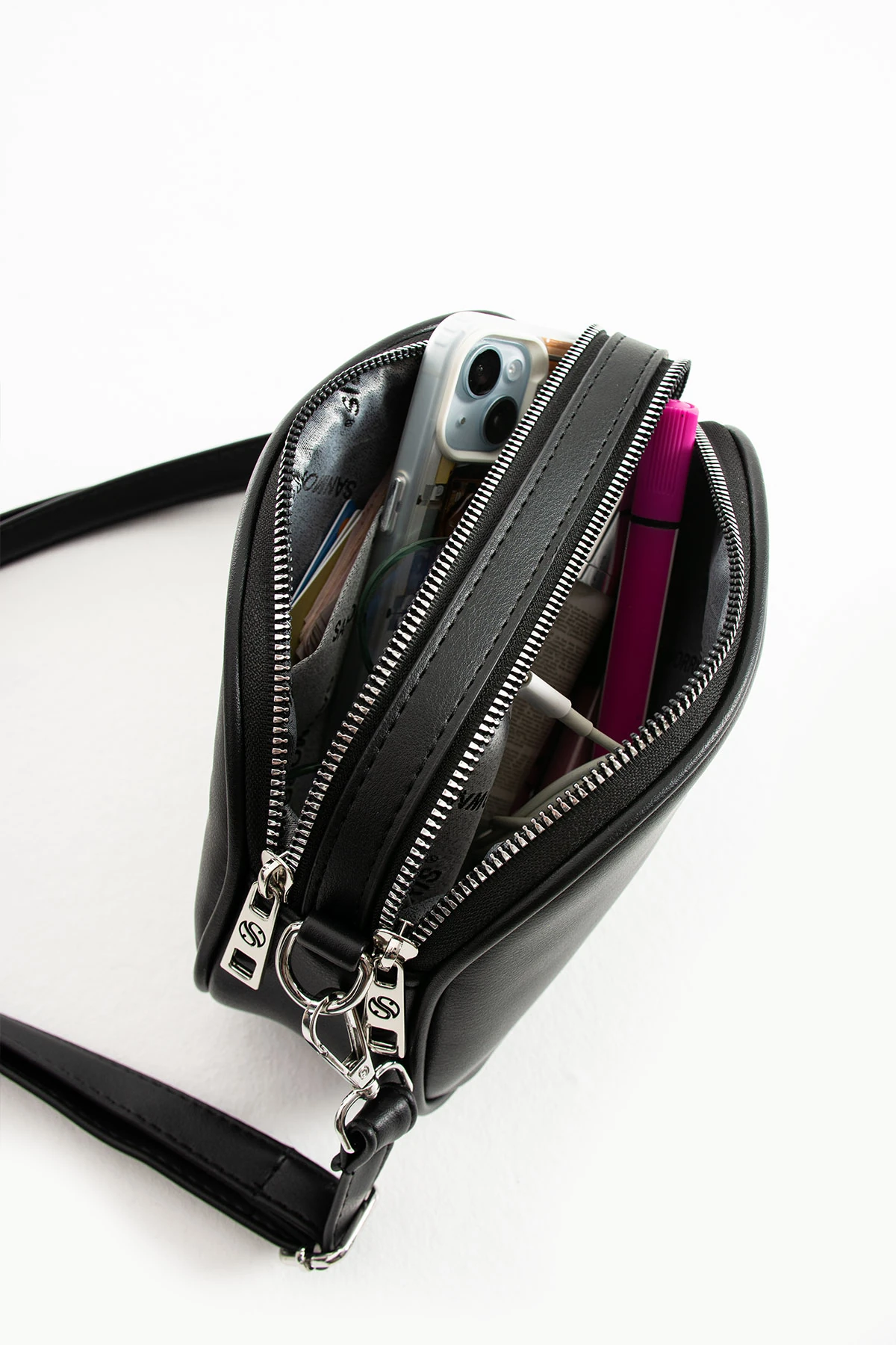 San Kadın Ayarlanabilir Çapraz Askılı 3 bölmeli Omuz ve Çapraz Çanta San1423