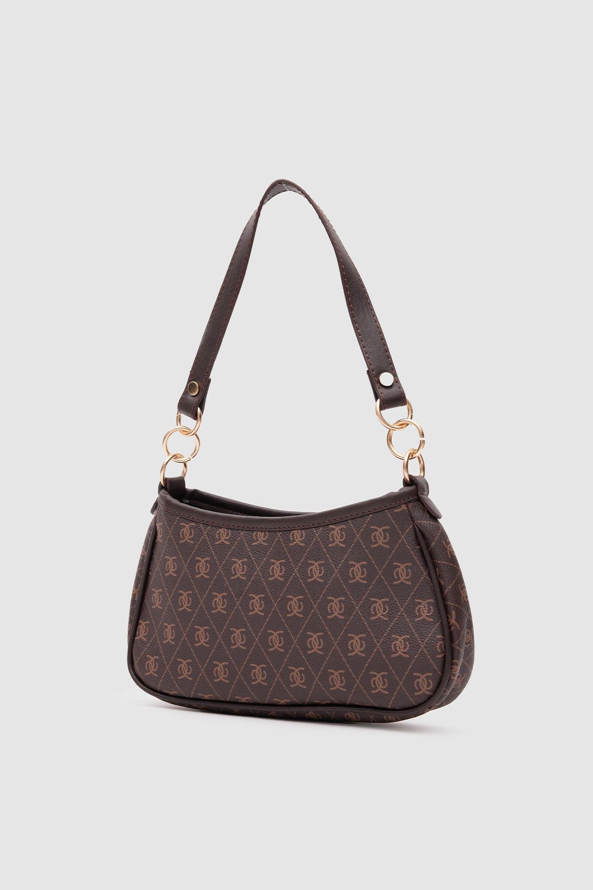 Busra El ve Omuz Çantası - Siyah Vizon Çizgili