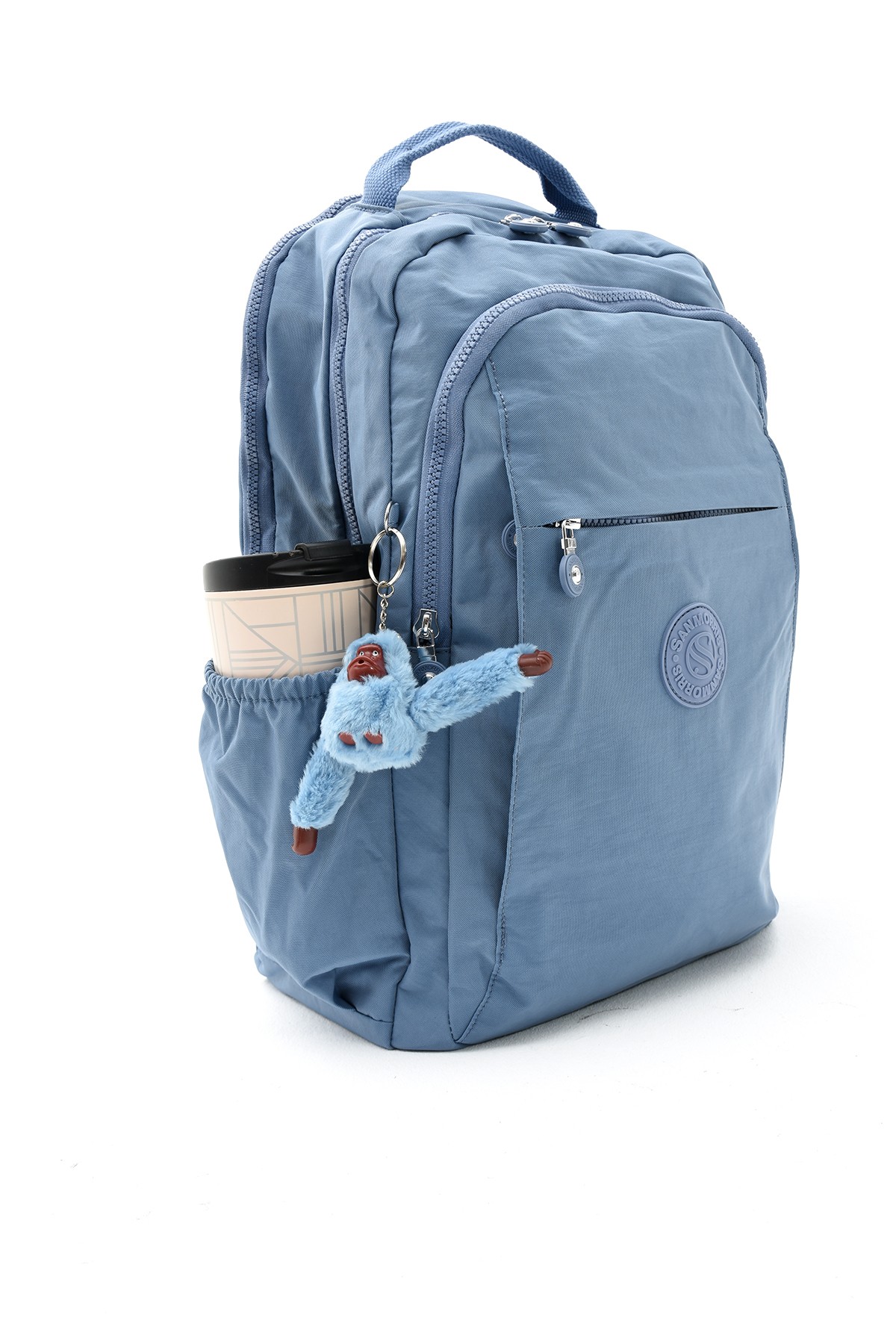 San Unisex Suya Dayanıklı Krinkıl Kumaş Çok Gözlü Büyük Boy Laptop Okul Ve Sırt Çantası SAN3019