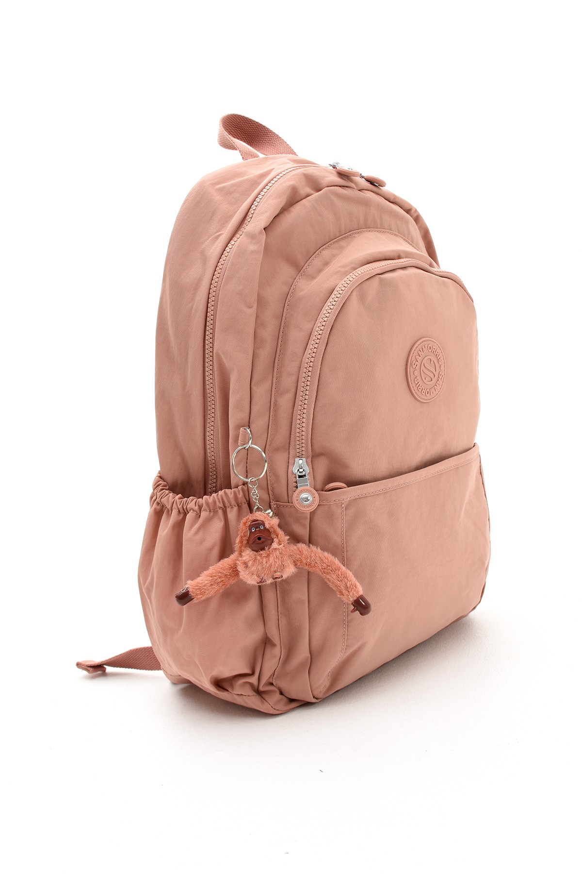 San Unisex Suya Dayanıklı Kumaş Çok Gözlü Laptop Bölmeli Orta Boy Seyahat ve Okul Çantası  - PEMBE