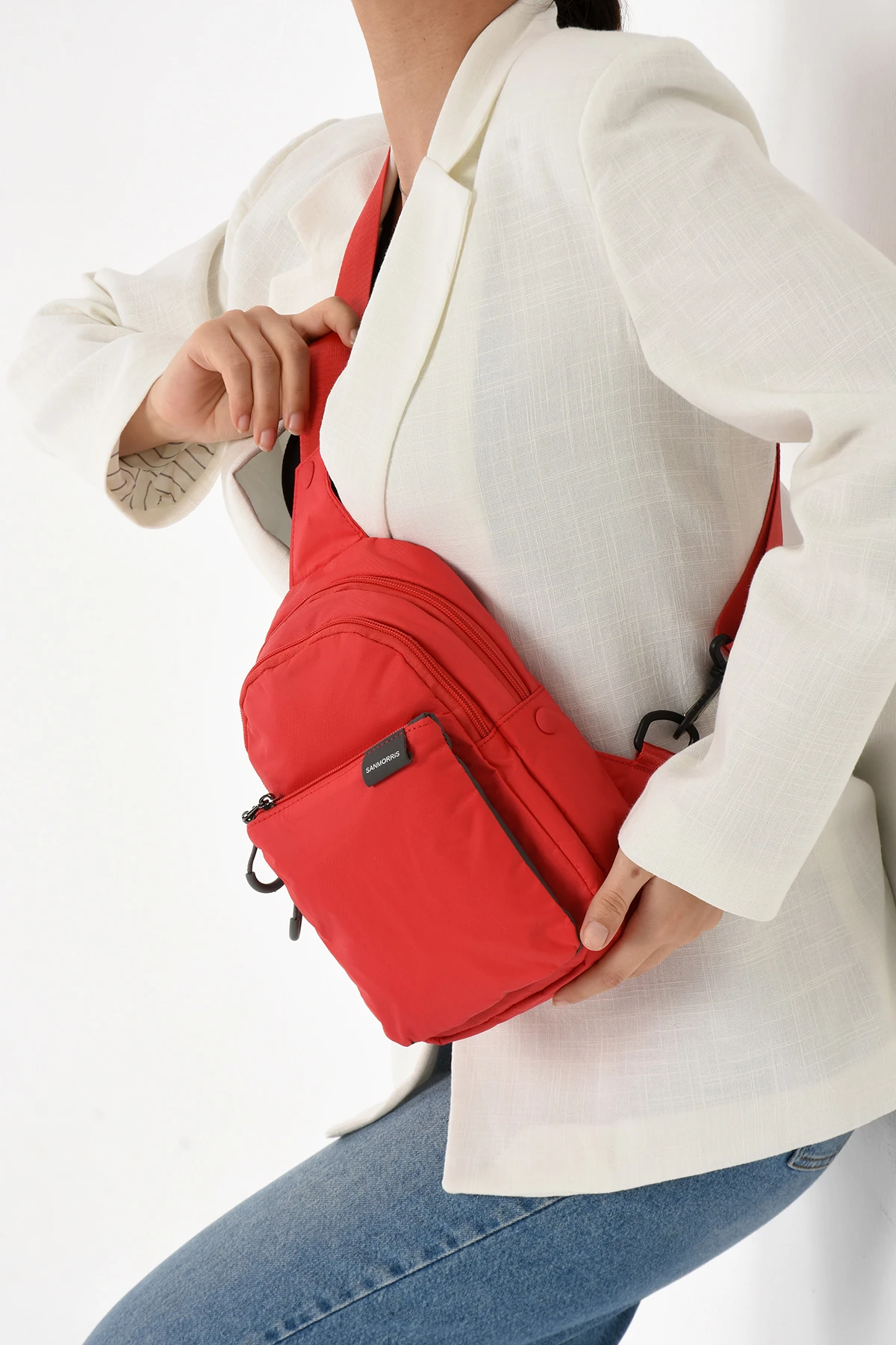 San İthal Kumaş Göğüs Çantası SAN6004 - KIRMIZI