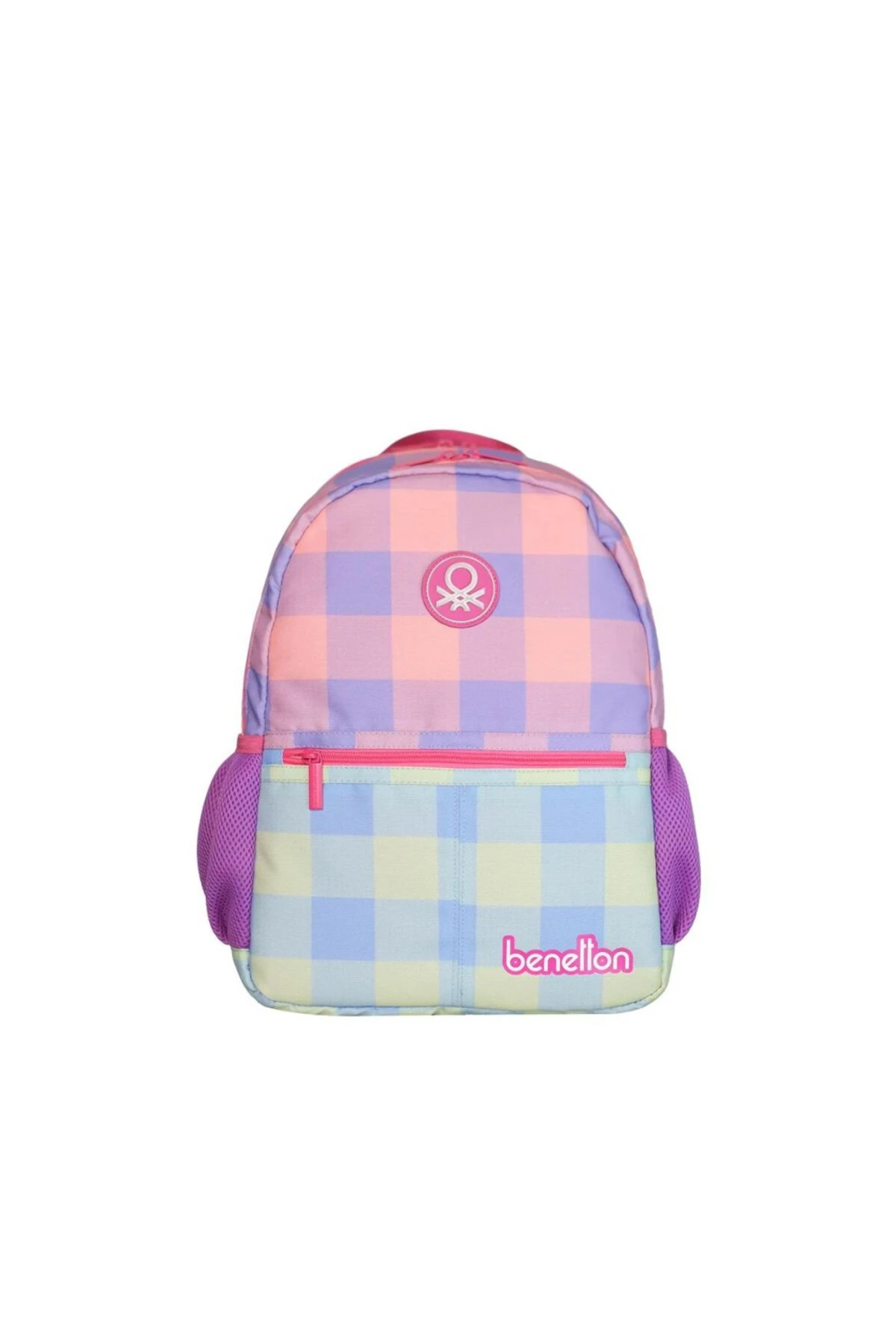 Benetton Ekose Desen Kız Çocuk Anaokul Çantası Mor