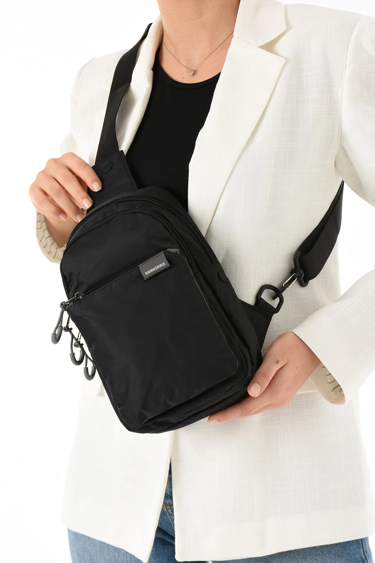 San İthal Kumaş Göğüs Çantası SAN6004 - SİYAH