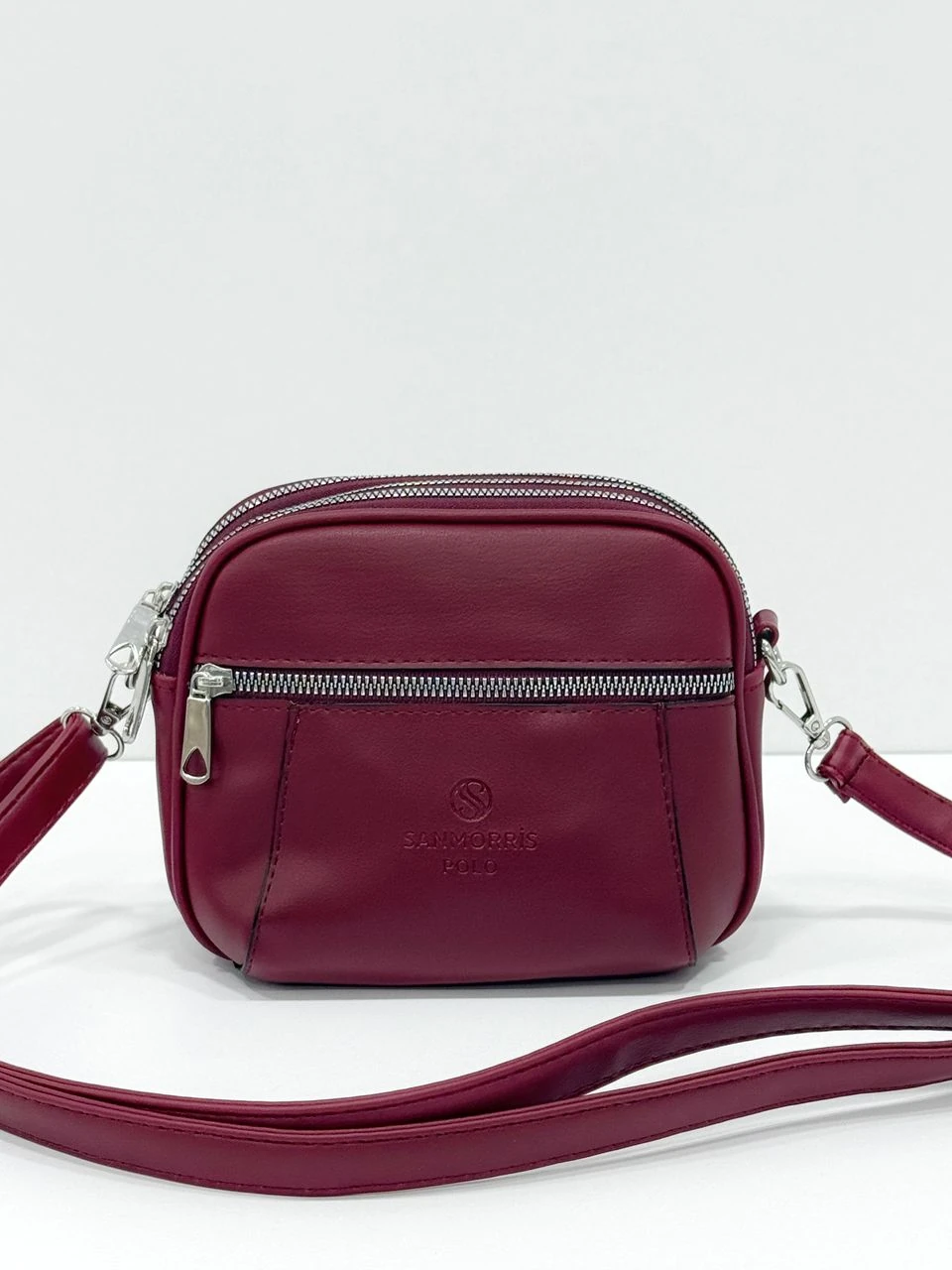 San İthal Suni Deri Çapraz Çanta - BORDO