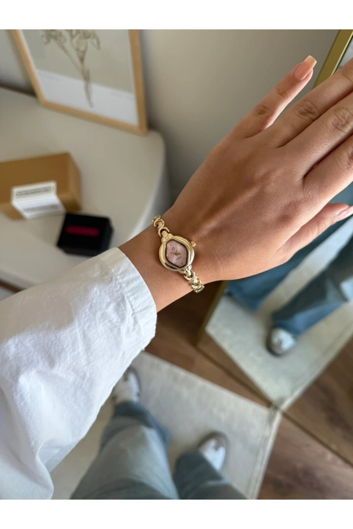 Meffa Minimal Vintage Model Kadın Kol Saati Gold (Pembe Kadran)


