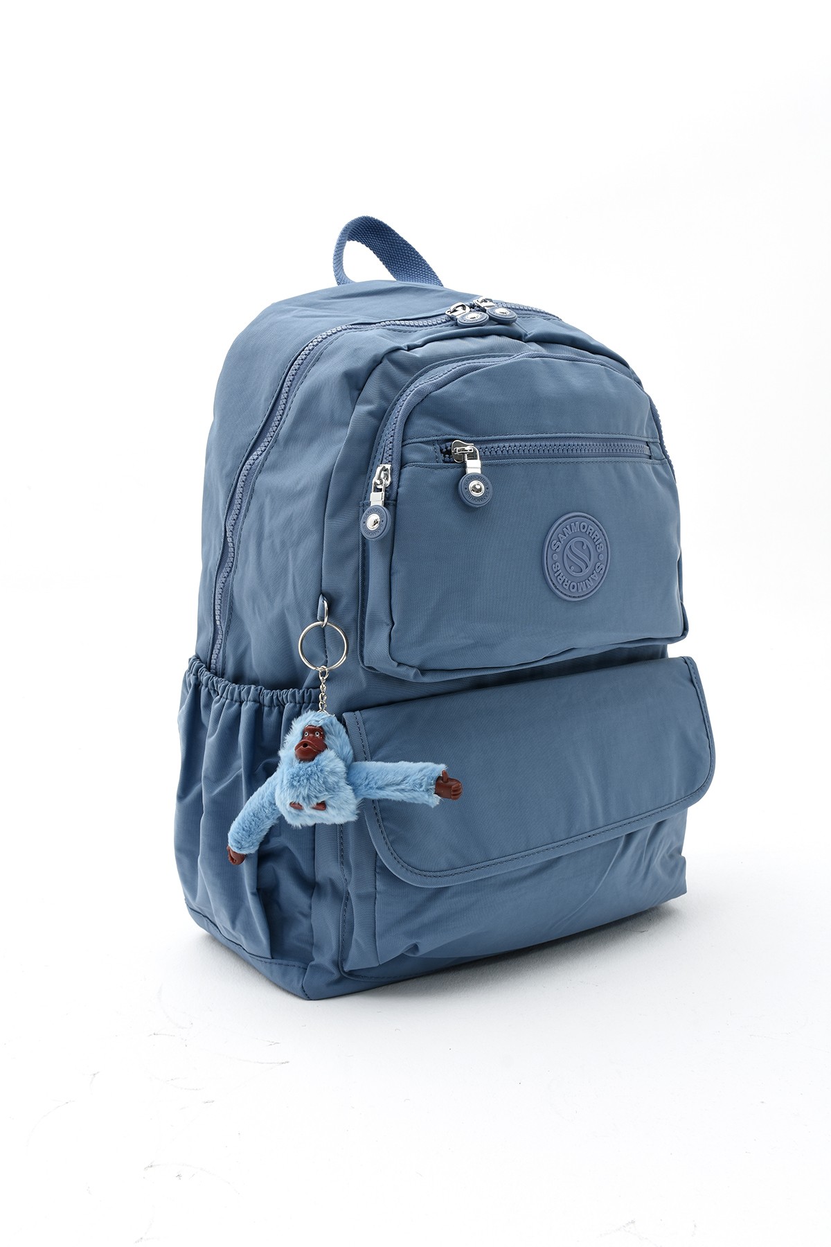 San Unisex Suya Dayanıklı Kumaş Çok Gözlü Laptop Bölmeli Orta Boy Seyahat ve Okul Çantası  - MAVİ
