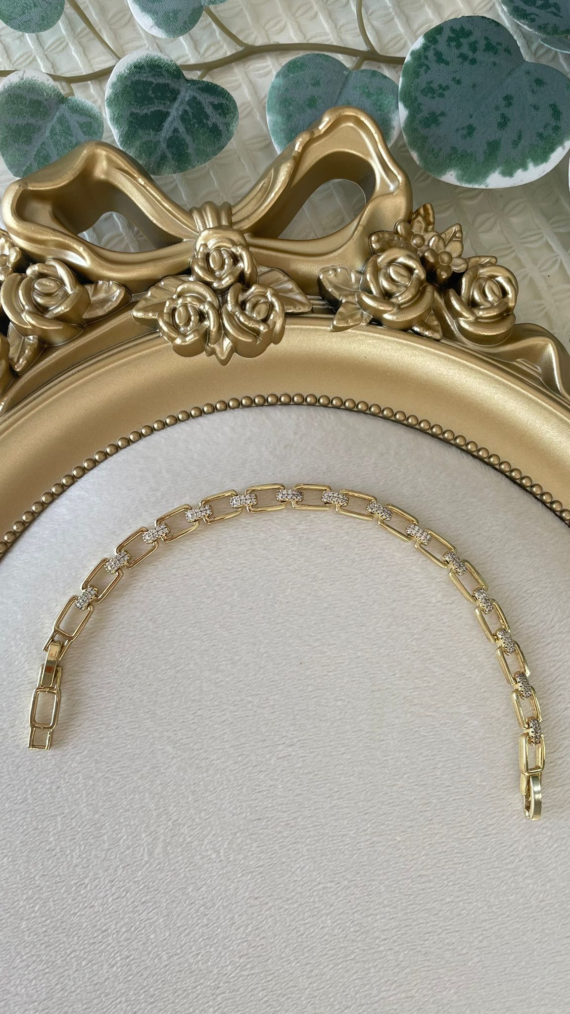 Vip 14K Dikdörtgen Şekilli Taş Bağlantılı Bileklik