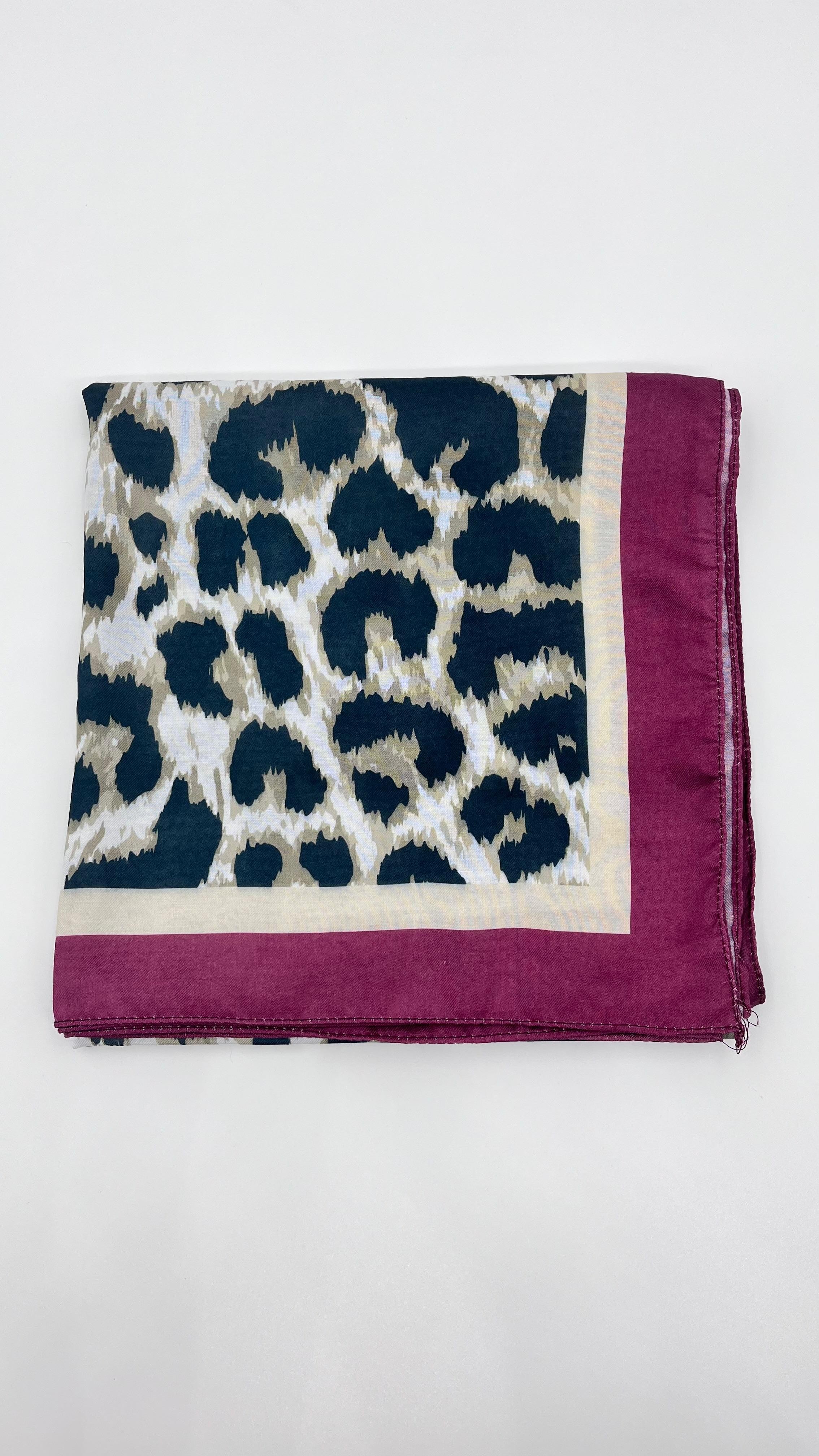 Leoparlı Soft Eşarp - BORDO