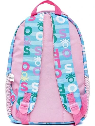 Benetton Harf Baskılı Kız Çocuk İlkokul Çantası Turkuaz Pembe