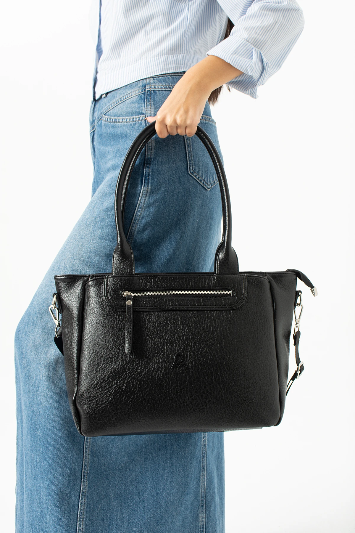 Mega İthal Deri Kol ve Omuz Çantası - SİYAH