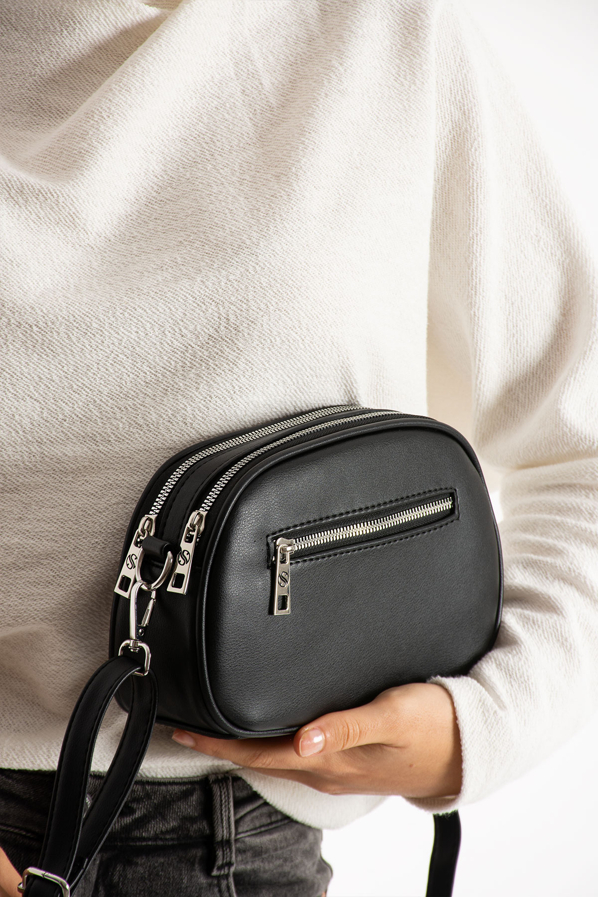 San Kadın Ayarlanabilir Çapraz Askılı 3 bölmeli Omuz ve Çapraz Çanta San1423