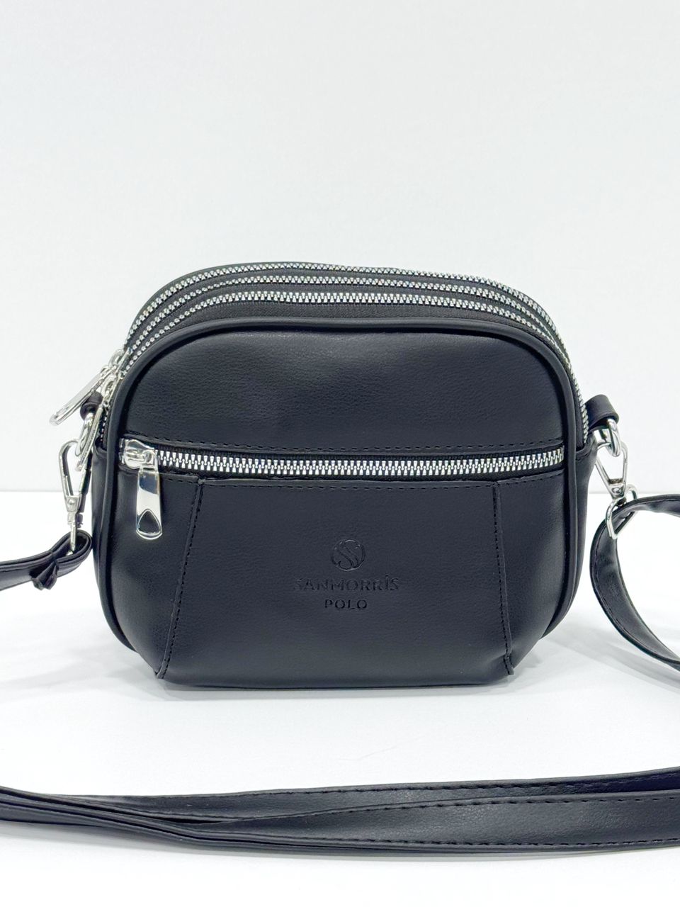 San İthal Suni Deri Çapraz Çanta - SİYAH