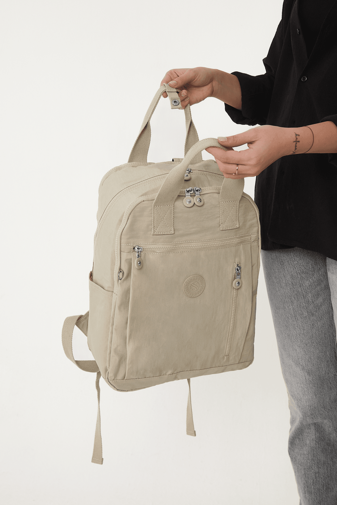 San Unisex Suya Dayanıklı Kumaş Çok Gözlü Laptop Bölmeli Orta Boy Seyahat ve Okul Çantası