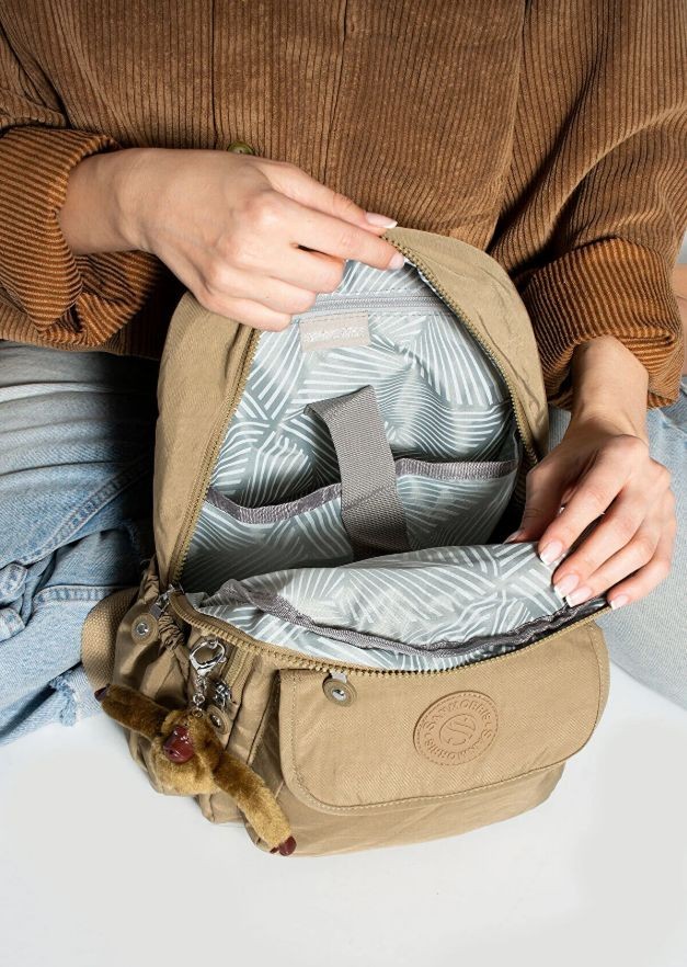 San Unisex Suya Dayanıklı Kumaş Çok Gözlü Laptop Bölmeli Orta Boy Seyahat ve Okul Çantası 