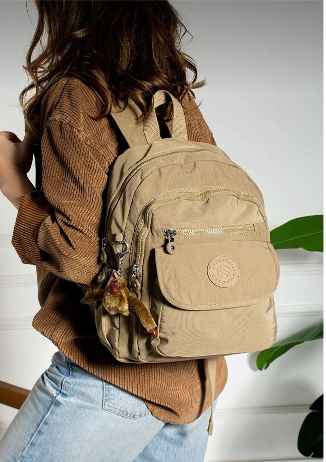 San Unisex Suya Dayanıklı Kumaş Çok Gözlü Laptop Bölmeli Orta Boy Seyahat ve Okul Çantası 