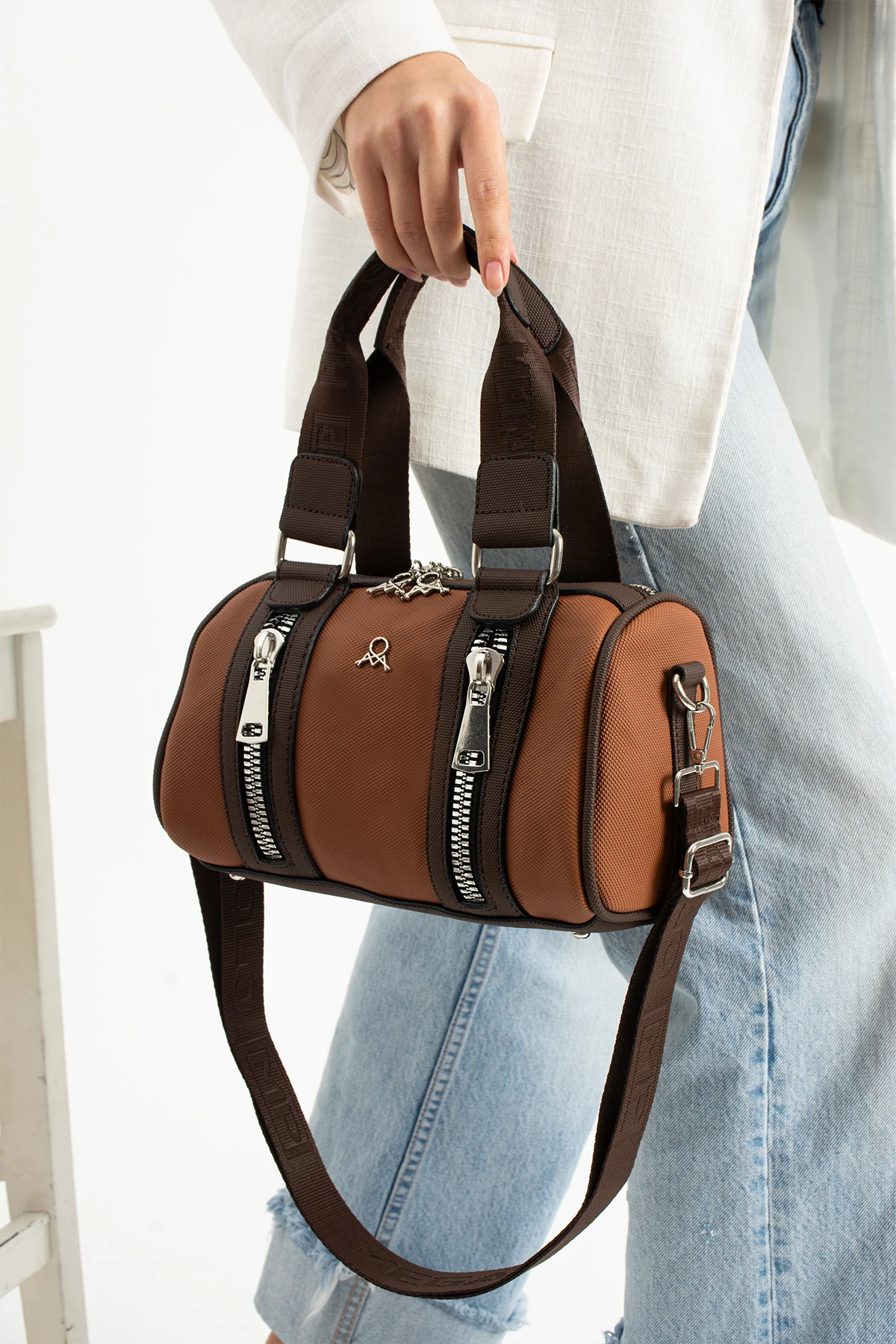 Mega Lakos Deri El Omuz ve Çapraz Çanta - TABA KAHVE