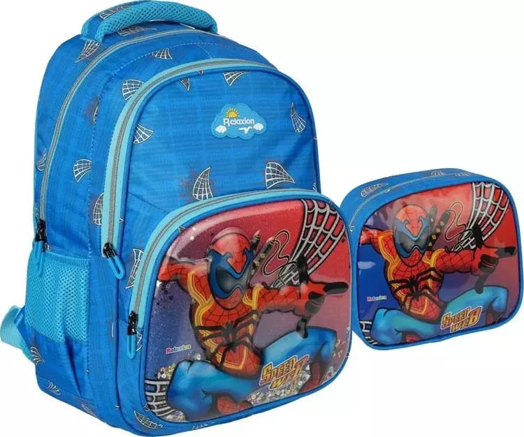 Yeni Sezon Mavi Spiderman Figürlü İlkokul Sırt Çantası Beslenme Çantası Kalemlik Üçlü Takım